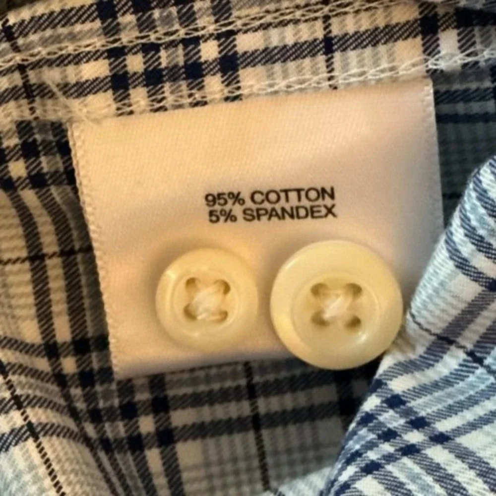 Peter Millar‎ XXL Blue Plaid Long Sleeve Button Down Shirt Cotton Stretch